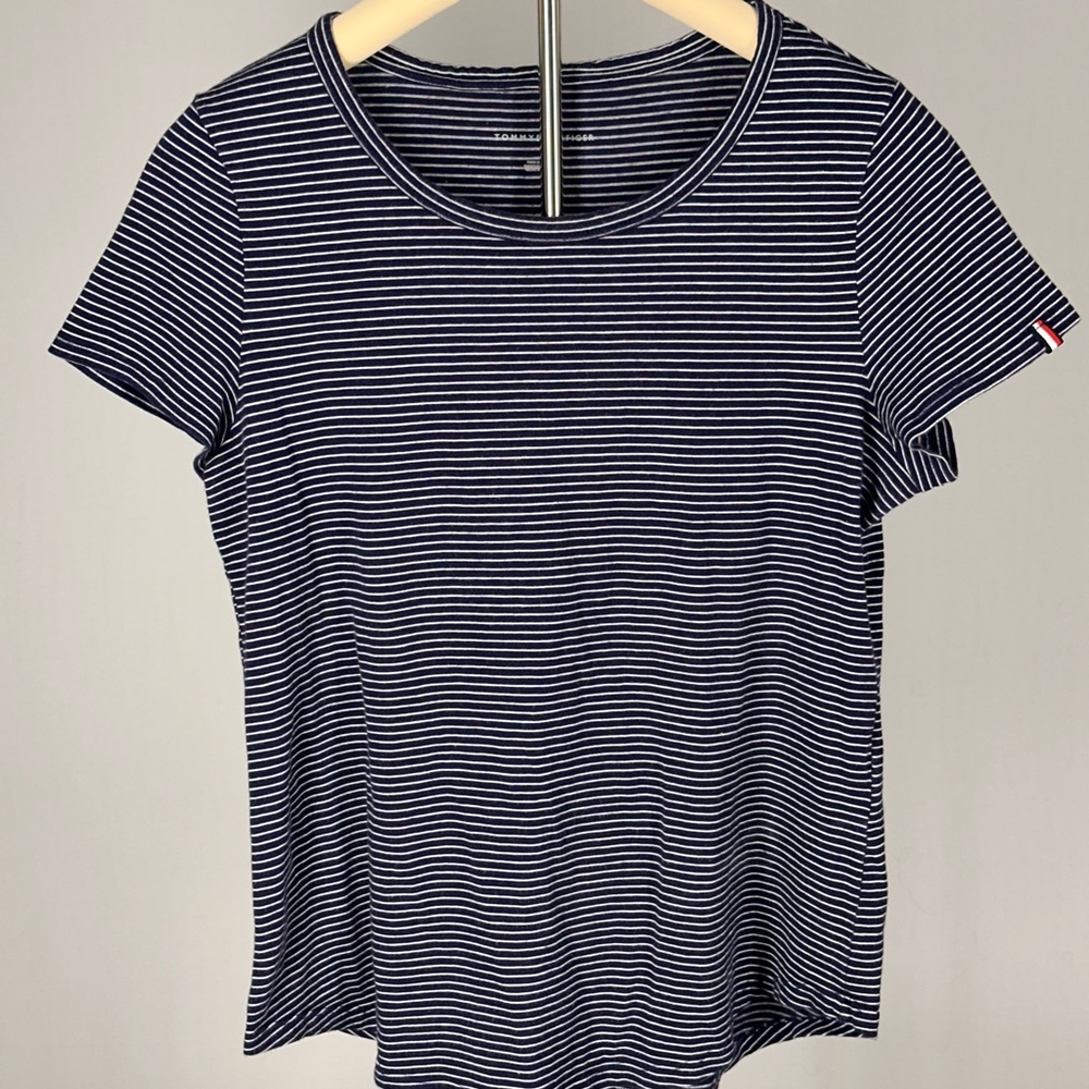 Tommy Hilfiger Classic Navy & White Striped Tee | Women’s M